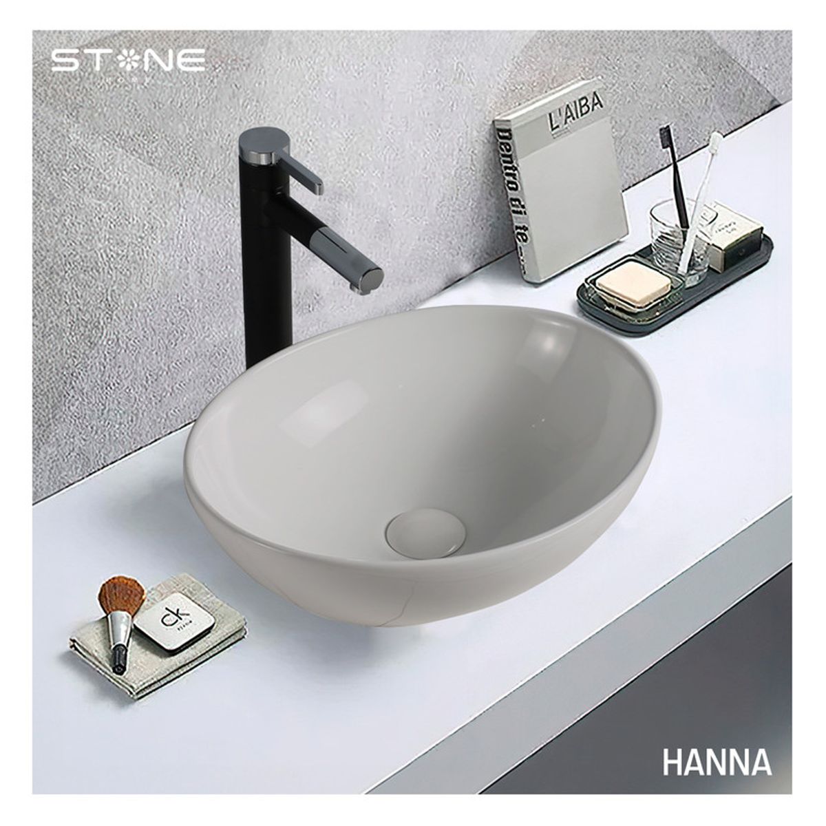 STONE - COMBO LAVAMANOS HANNA BLANCO  DESAGUE POP UP GRANDE SREBOSE STONE