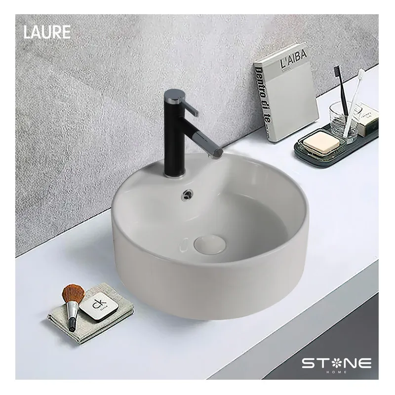 STONE - LAVAMANOS  MOD REDONDO LAURE BLANCO STONE