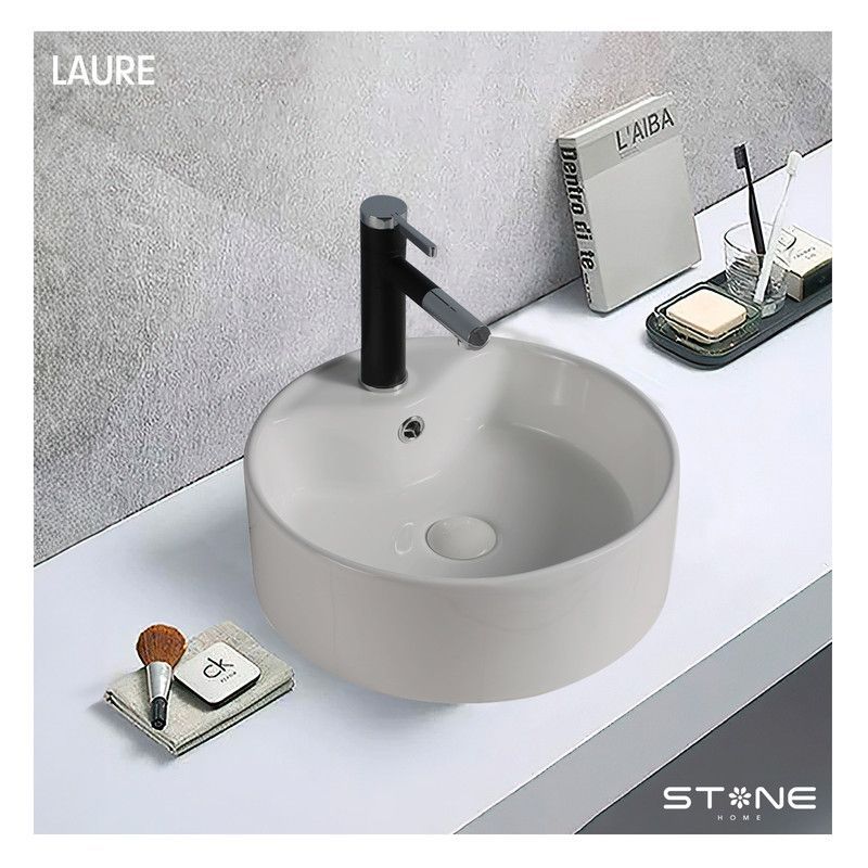 STONE - LAVAMANOS  MOD REDONDO LAURE BLANCO STONE