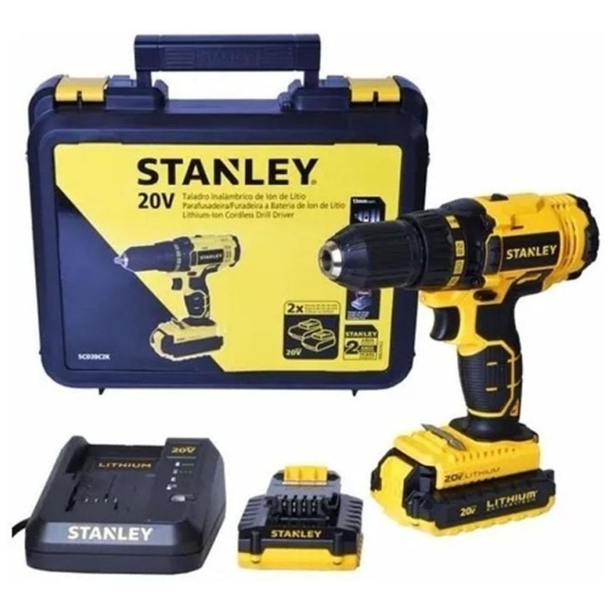 STANLEY - Taladro Percutor 1/2" 20V 45Nm 2 Bat 1.3 Ah Stanley SCH20C2K-BR