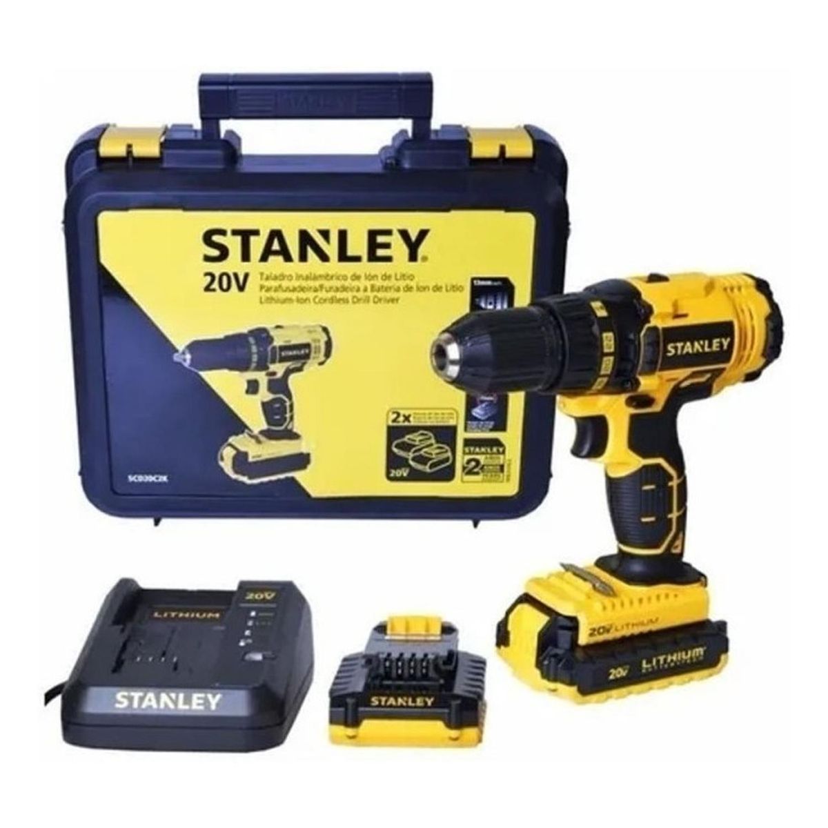 STANLEY - Taladro Percutor 1/2" 20V 45Nm 2 Bat 1.3 Ah Stanley SCH20C2K-BR