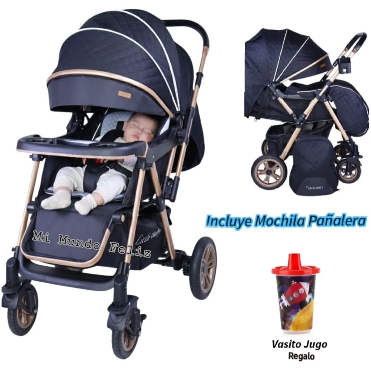 FIRST TOY - Coche para Bebe con Cubrepies y Bandeja Deluxe