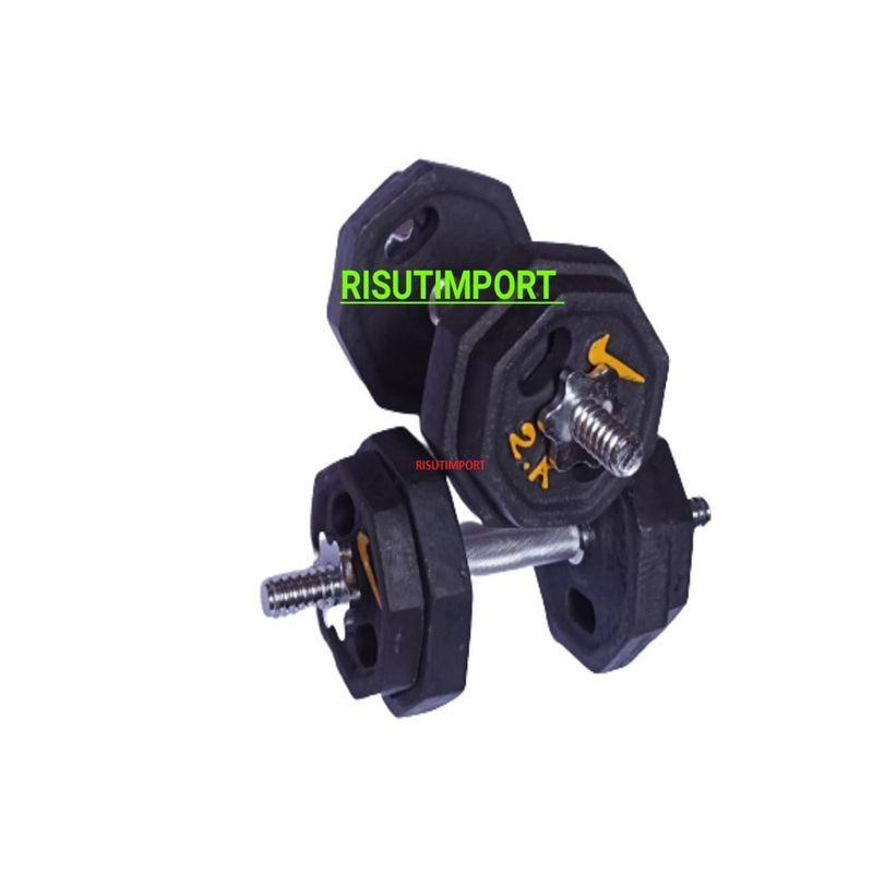RISUTIMPORT - Set 20 Kilos Pesas +2 Mancuernas Cromadas + 4 Roscas Acero