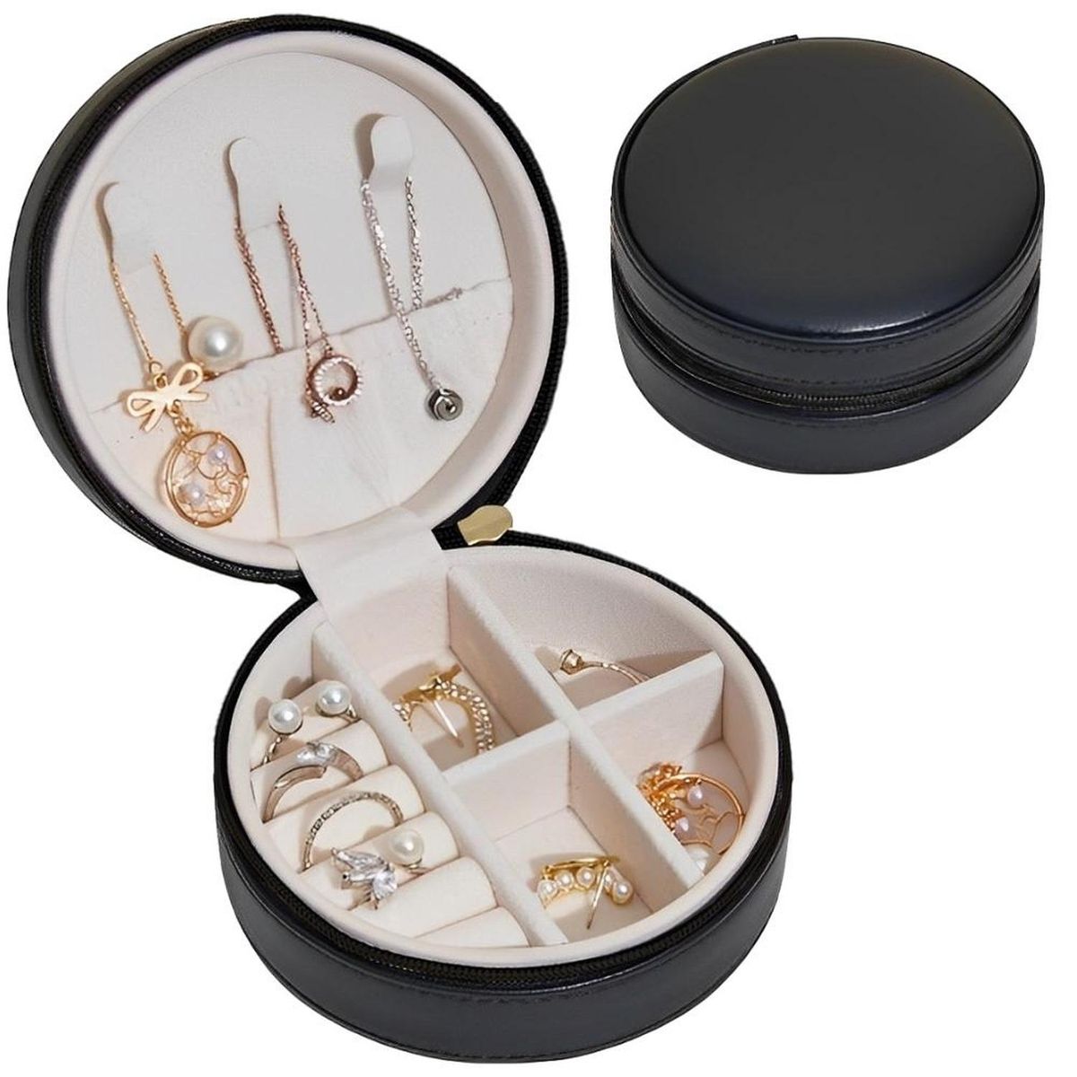 MINARI - Joyero Organizador de Joyas Anillos Estuche de Viaje Circular N J134