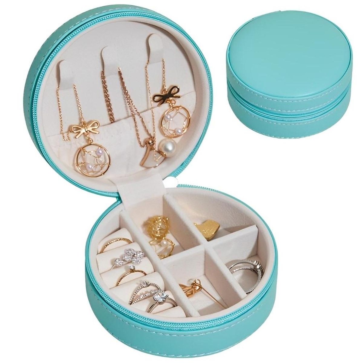 MINARI - Joyero Organizador de Joyas Anillos Estuche de Viaje Circular CL J134