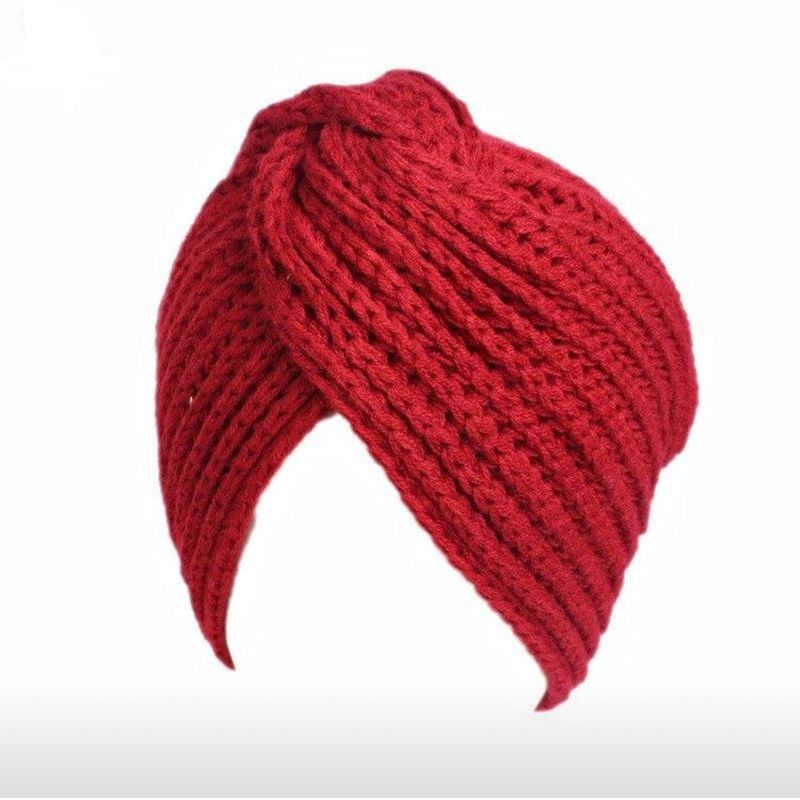 KAST PE - Turbante Tejido de Lana Beanie Gorro Mujer - Rojo