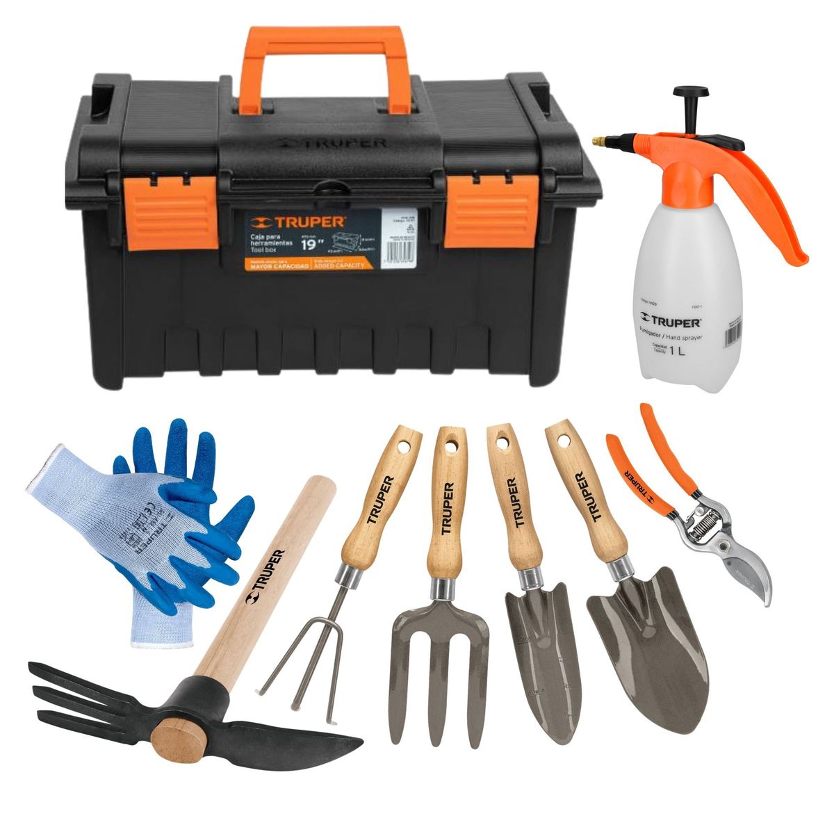 TRUPER - Herramientas para jardín Juego 9 piezas JARDINERIA, Truper