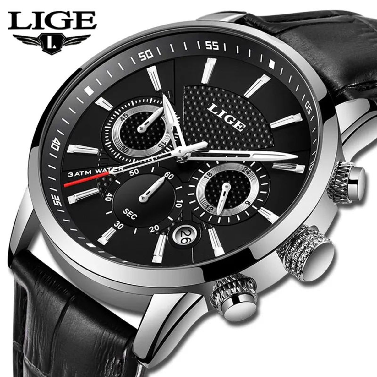 LIGE - Reloj de Lujo Hombre Lige Cuarzo - Negro
