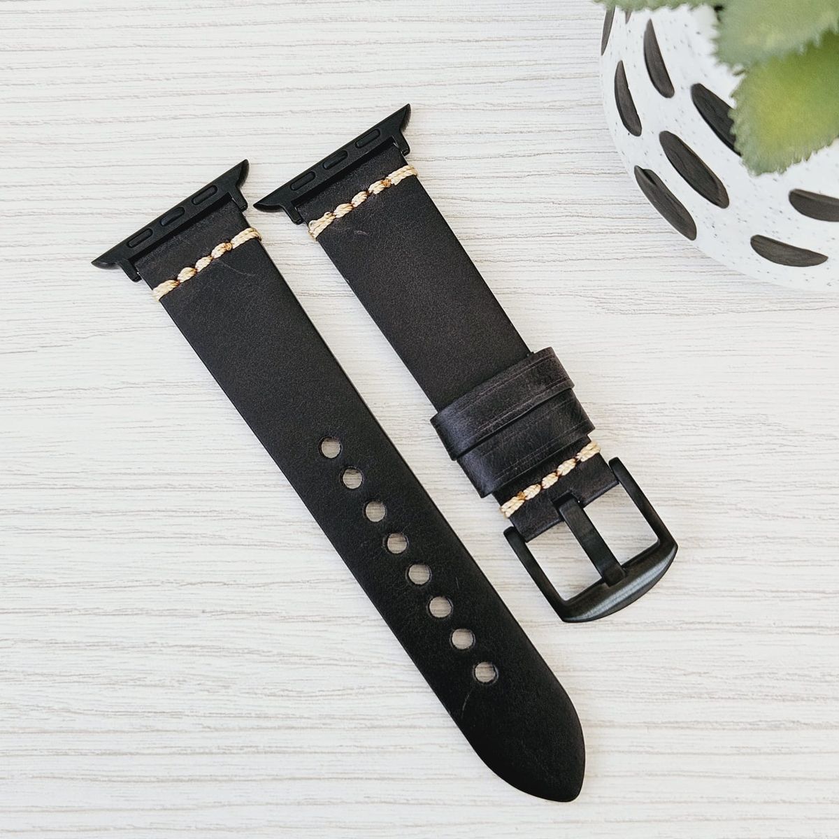 GENERICO - Correa Cuero 1 para APPLE WATCH 41mm - 40mm - 38mm - Negro