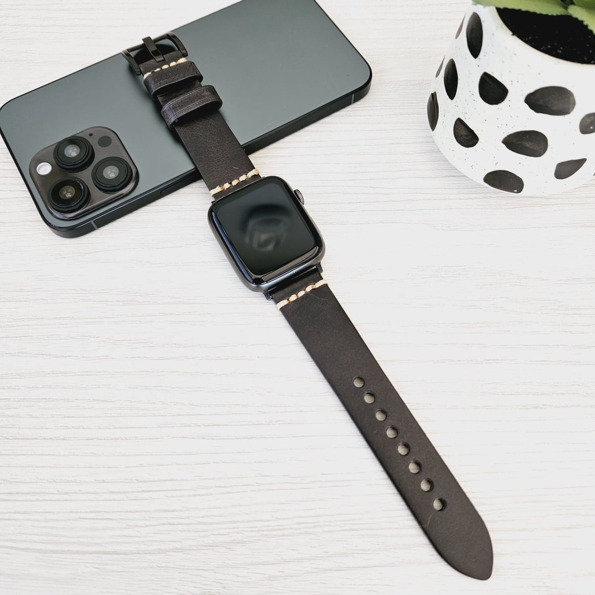 GENERICO - Correa Cuero 1 para APPLE WATCH 41mm - 40mm - 38mm - Negro