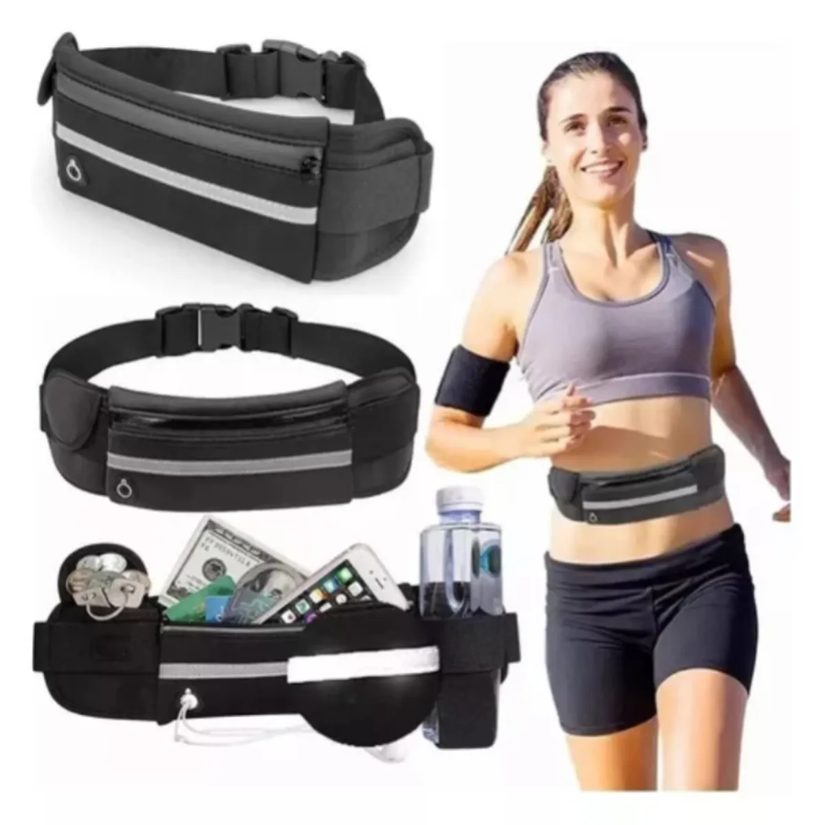 GENERICO - Canguro Riñonera Deportivo Fitness NEGRO