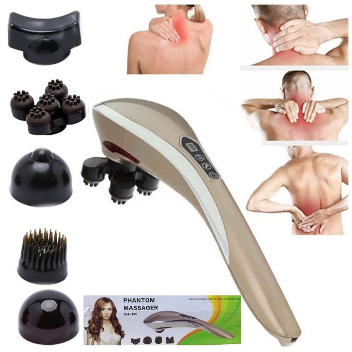 GENERICO - Masajeador phamton infrarojo 5 en 1 con cabezales intercambiables