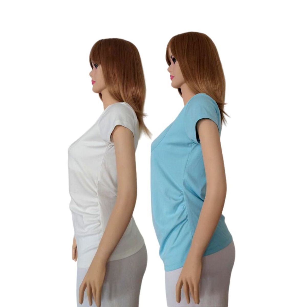 GENERICO - Pack x 2 Polo Lactancia Bethestar Manga Corta doble Cuello Perla Celeste