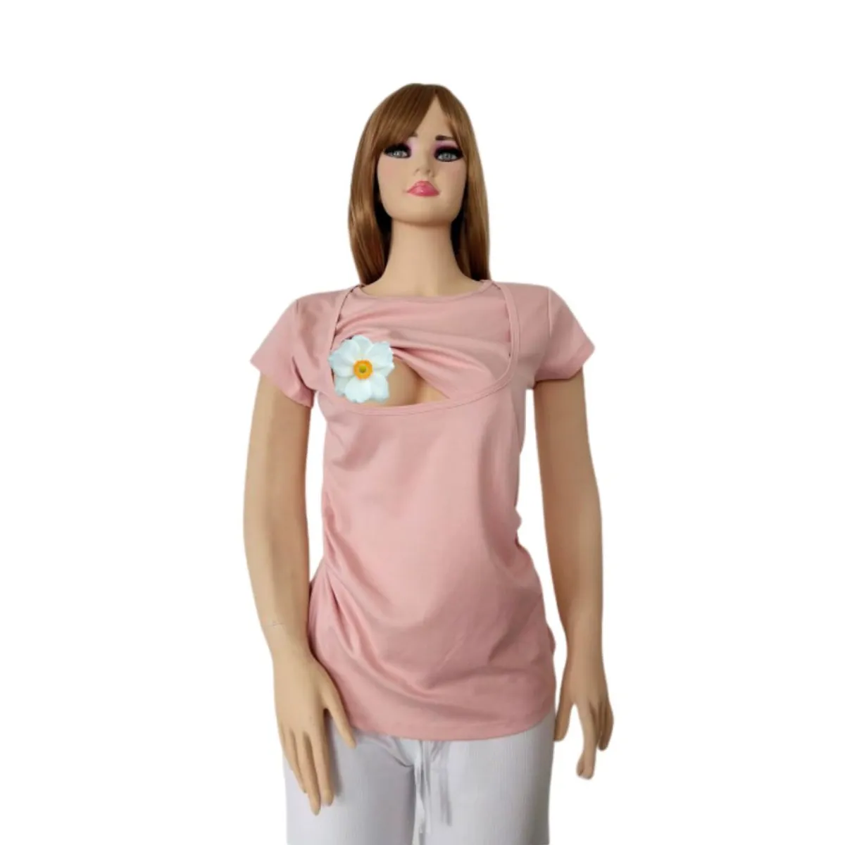 GENERICO - Pack x 2 Polo Lactancia Bethestar Manga Corta doble Cuello Rosado Verde