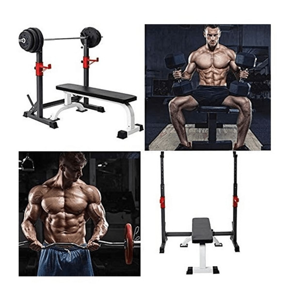 ALPHA GYM - Rack de sentadillas de altura ajustable soporte 300 kg