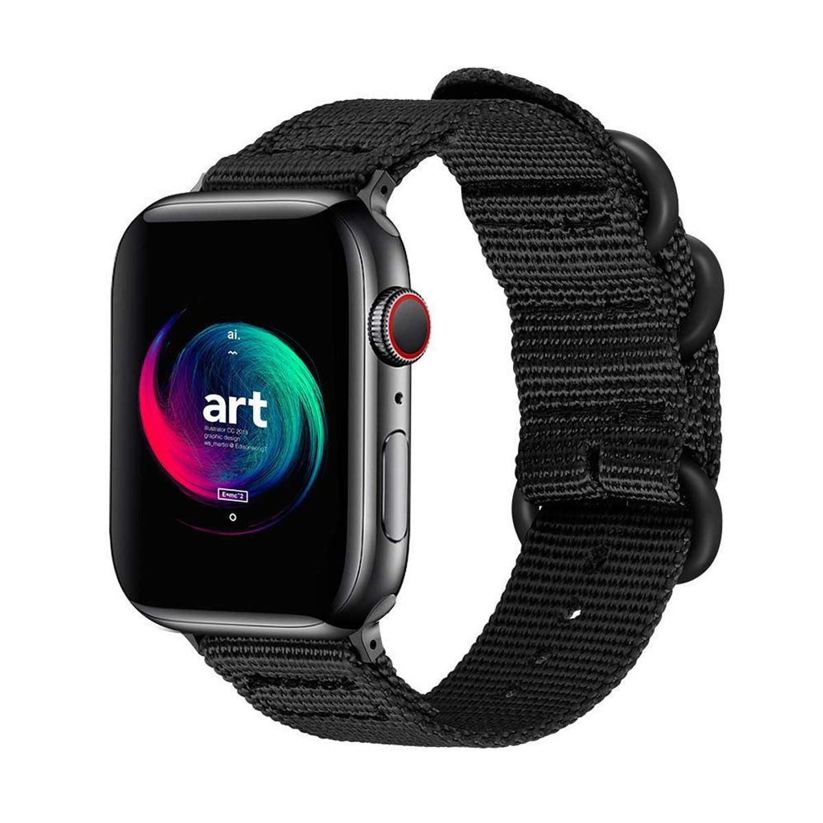 GENERICO - Correa Nylon Sport para Apple Watch 42mm - 44mm - 45mm - 49mm - Negro