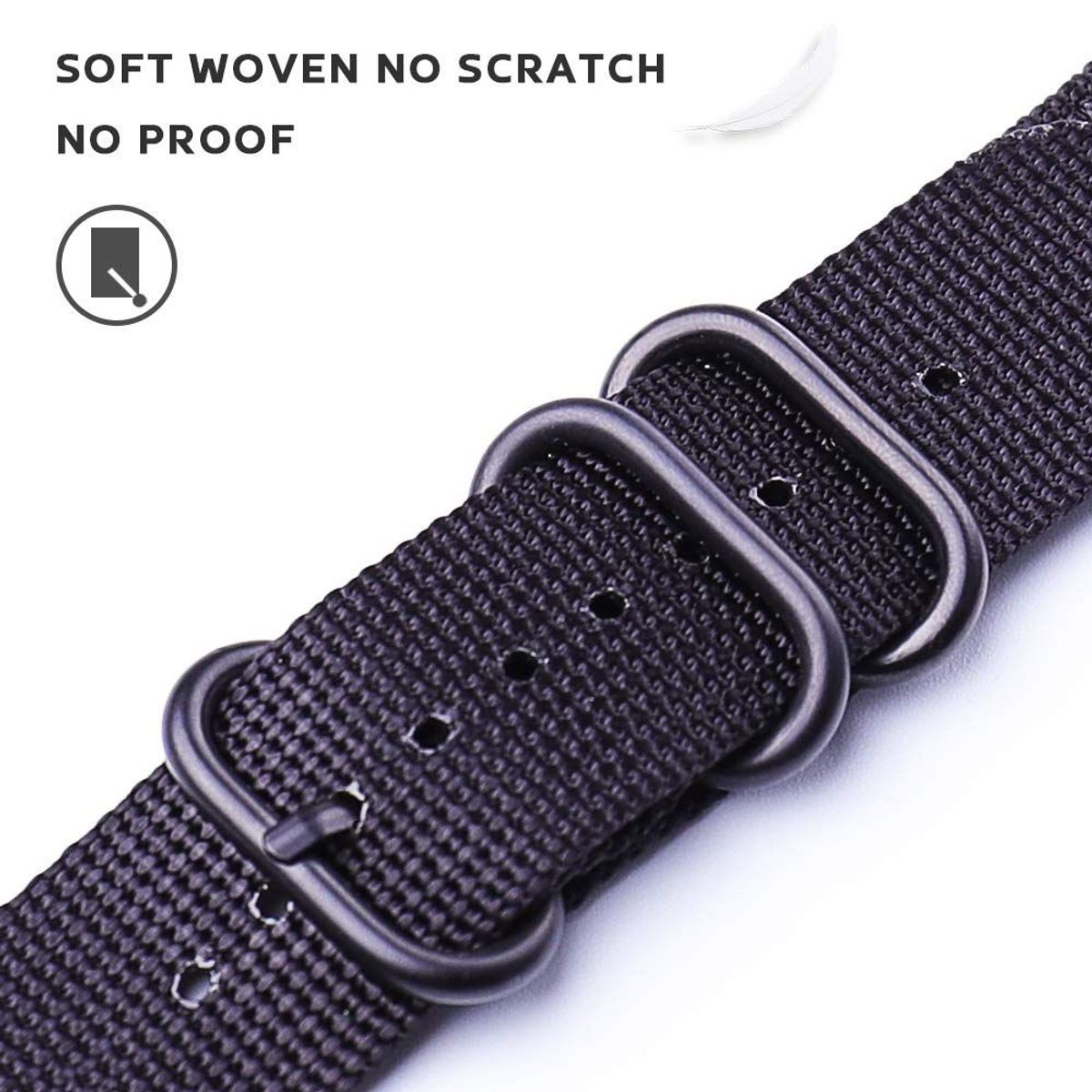 GENERICO - Correa Nylon Sport para Apple Watch 42mm - 44mm - 45mm - 49mm - Negro