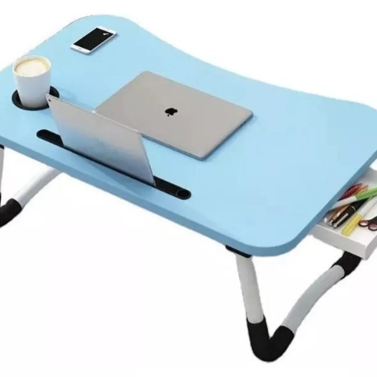 GENERICO - Mesa de laptop con cajon plegable de calidad Celeste