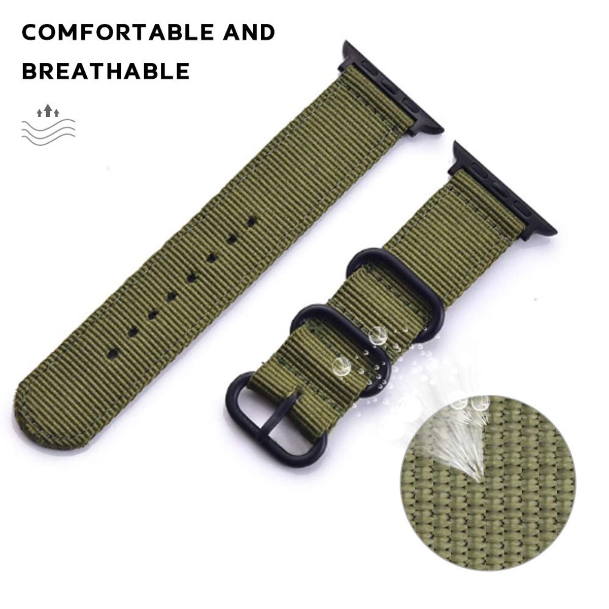 GENERICO - Correa Nylon Sport para Apple Watch 38mm - 40mm - 41mm - Verde