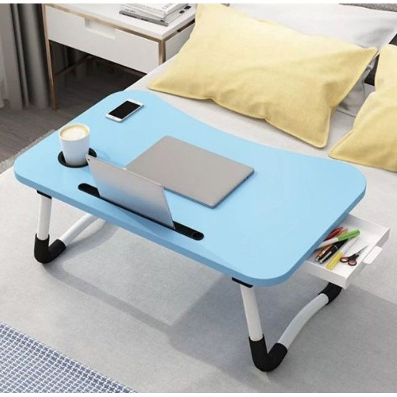 GENERICO - Mesa de laptop con cajon plegable de calidad celeste