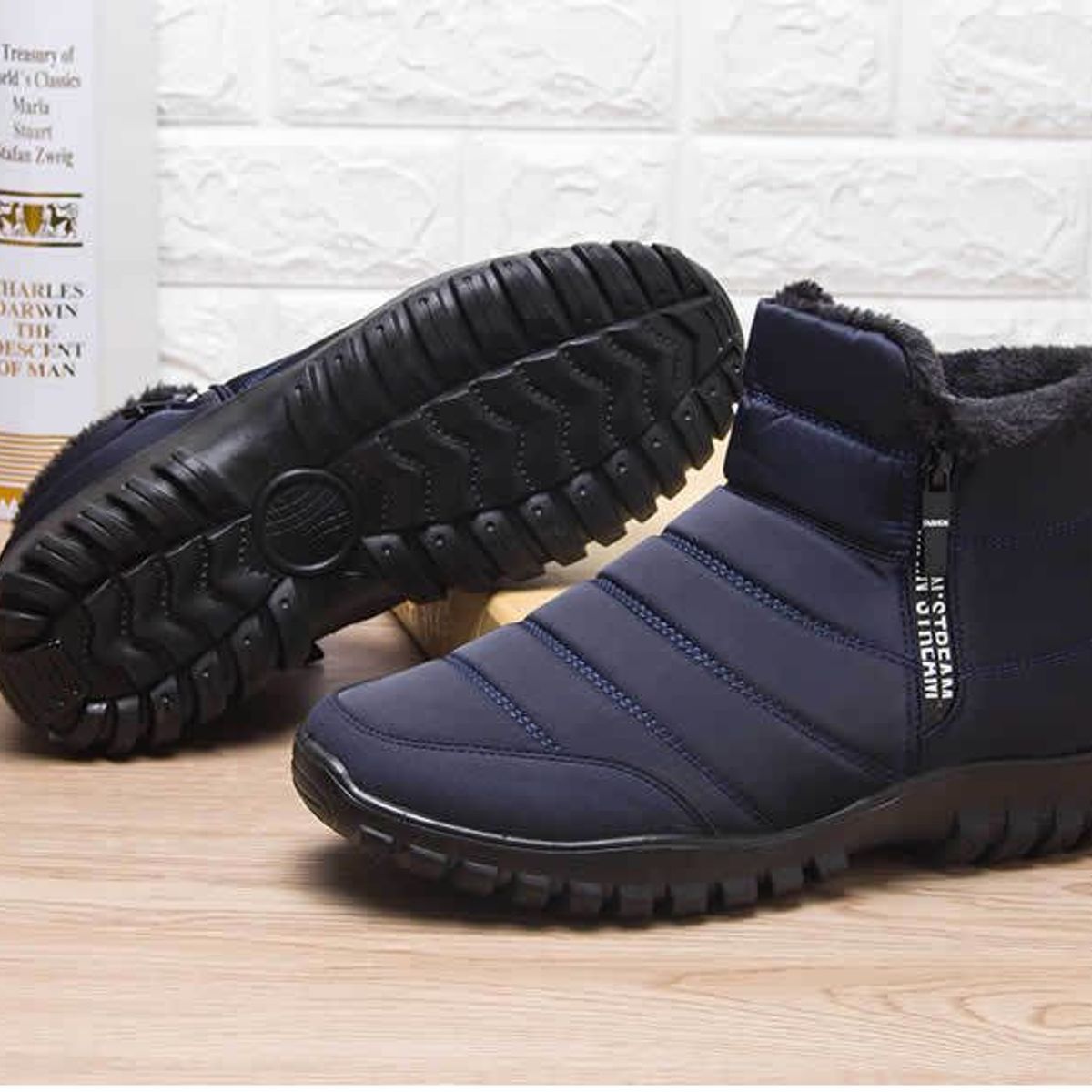 BLWOENS - Botas para hombre de nieve por dentro forradas con-azul