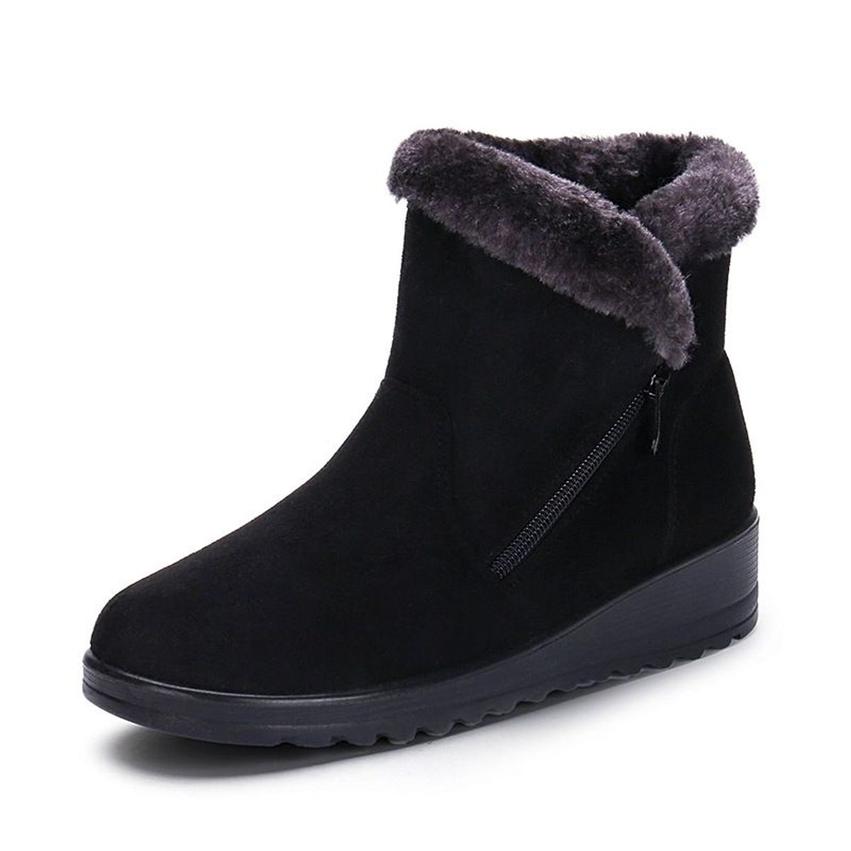 BLWOENS - Botas de nieve de invierno para mujer con forro de felpón - negro