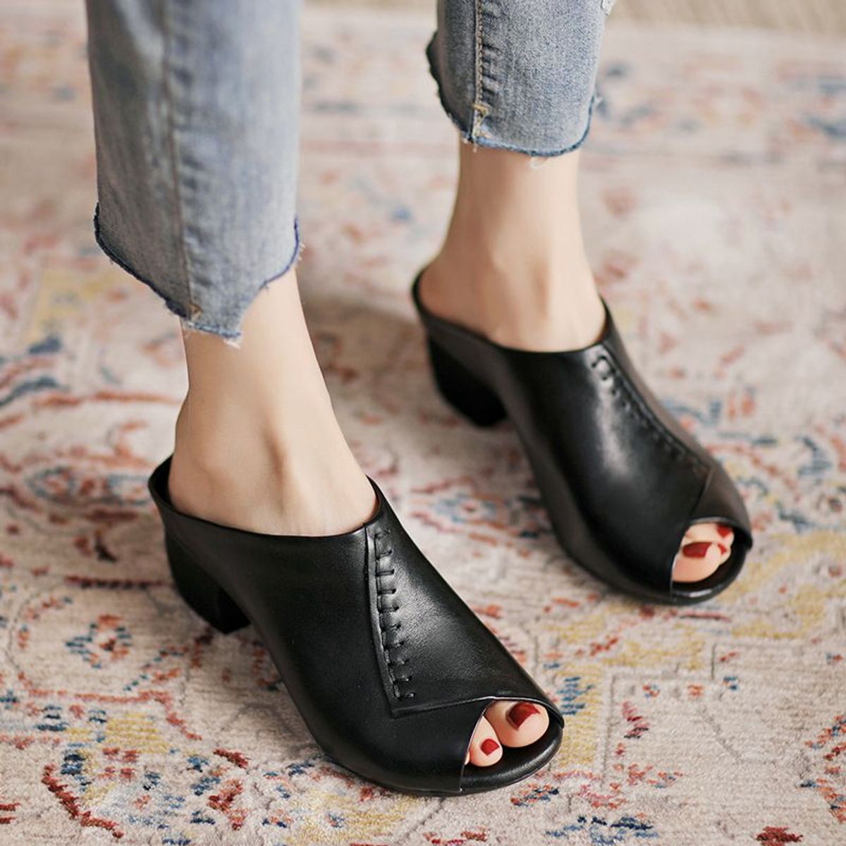 BLWOENS - Sandalias de mujer zapatillas con tacón grueso zapatos para mujer