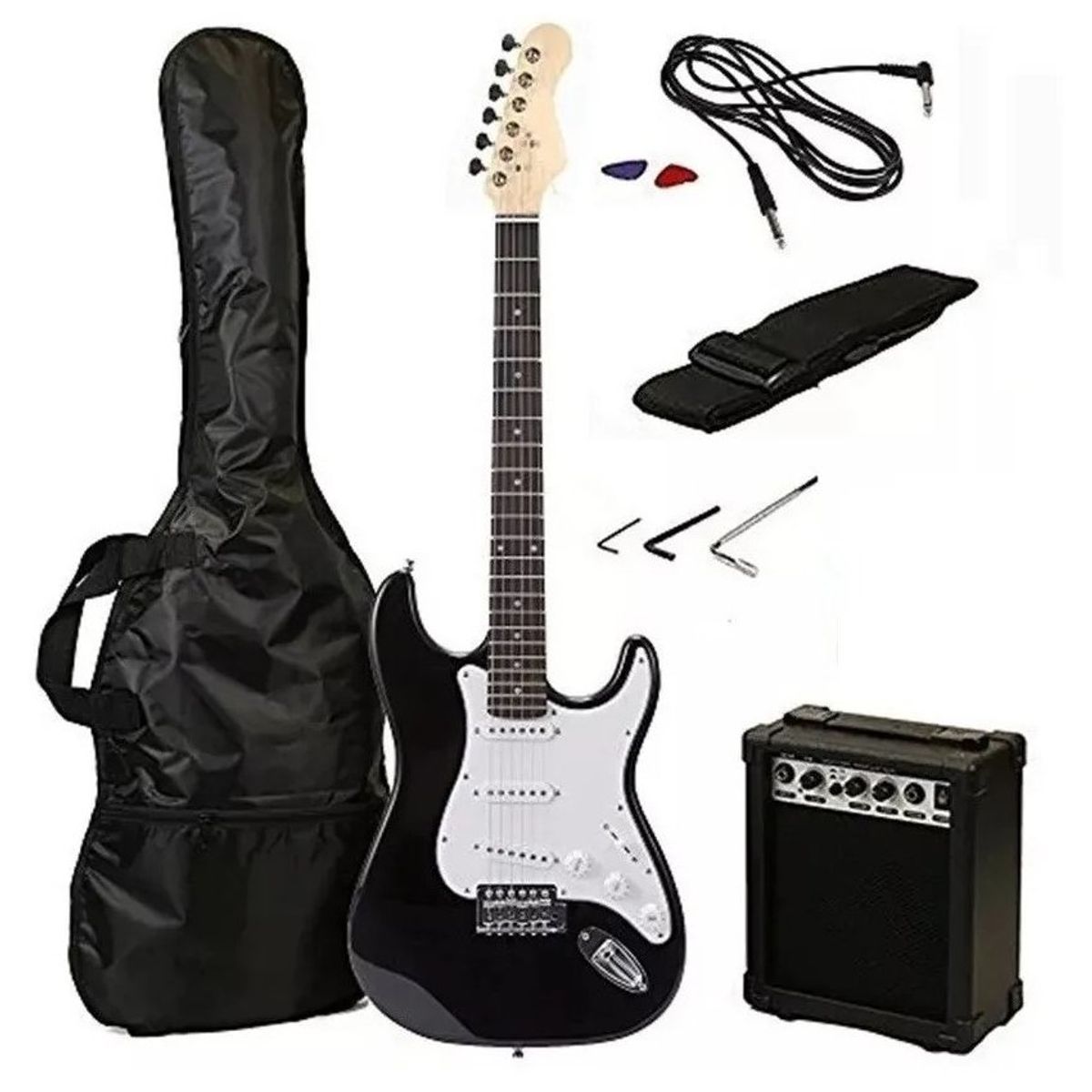 GENERICO - Guitarra eléctrica pack amplificador accesorios -  negro