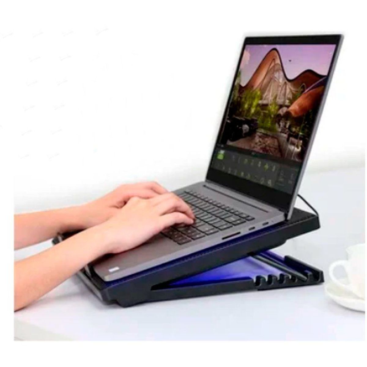 GENERICO - Cooler enfriador laptop hasta 17 con doble ventilador power
