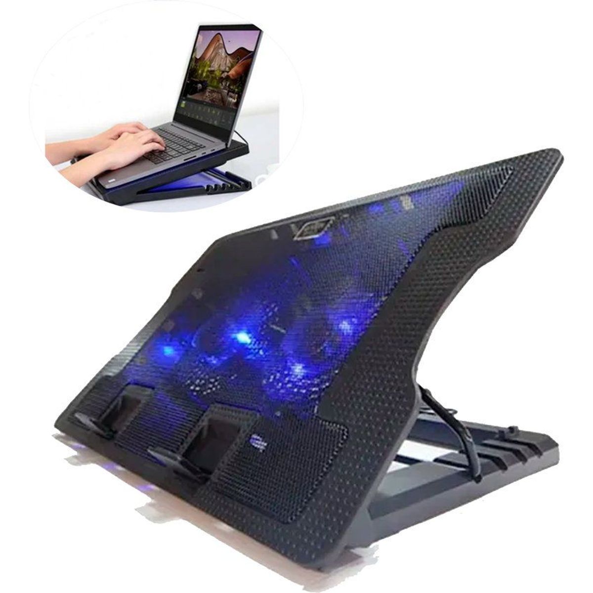 GENERICO - Cooler enfriador laptop hasta 17 con doble ventilador power
