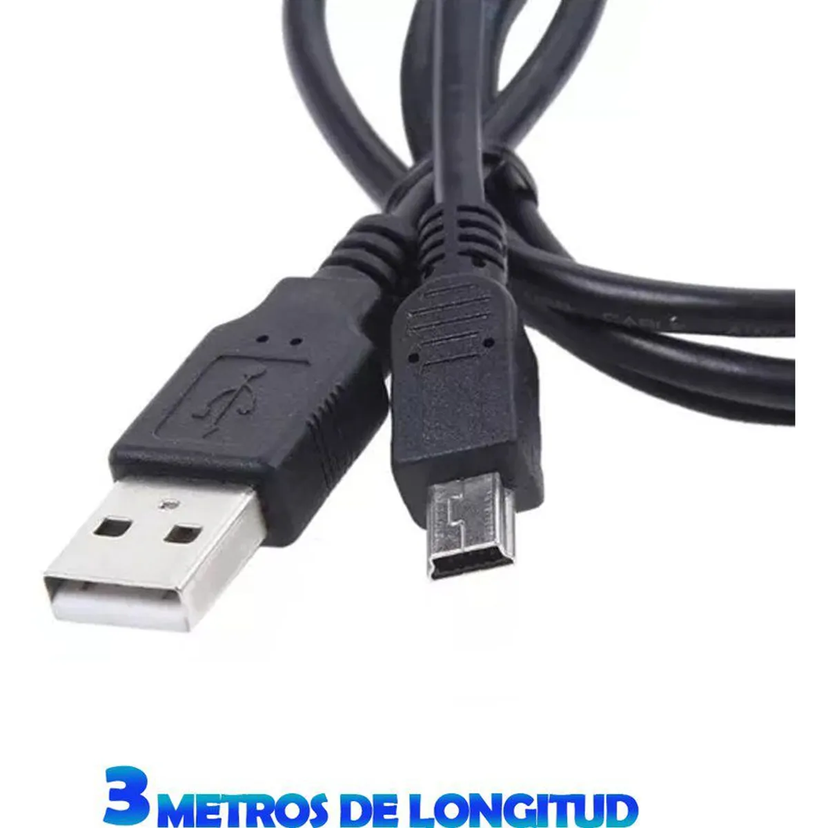 SEISA - Cable Mini Usb De 3 Metros Para Ps3, Psp, Nintendo Wii U Pro.