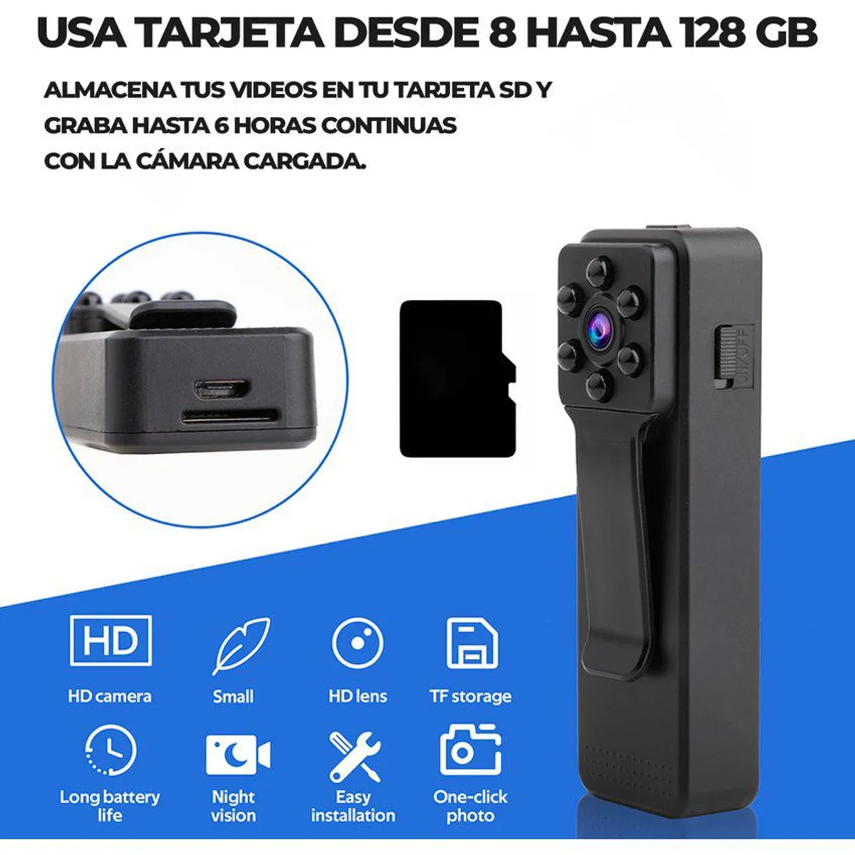 SEISA - Mini Cámara Espía Solapero 1080 X 1920 Hd