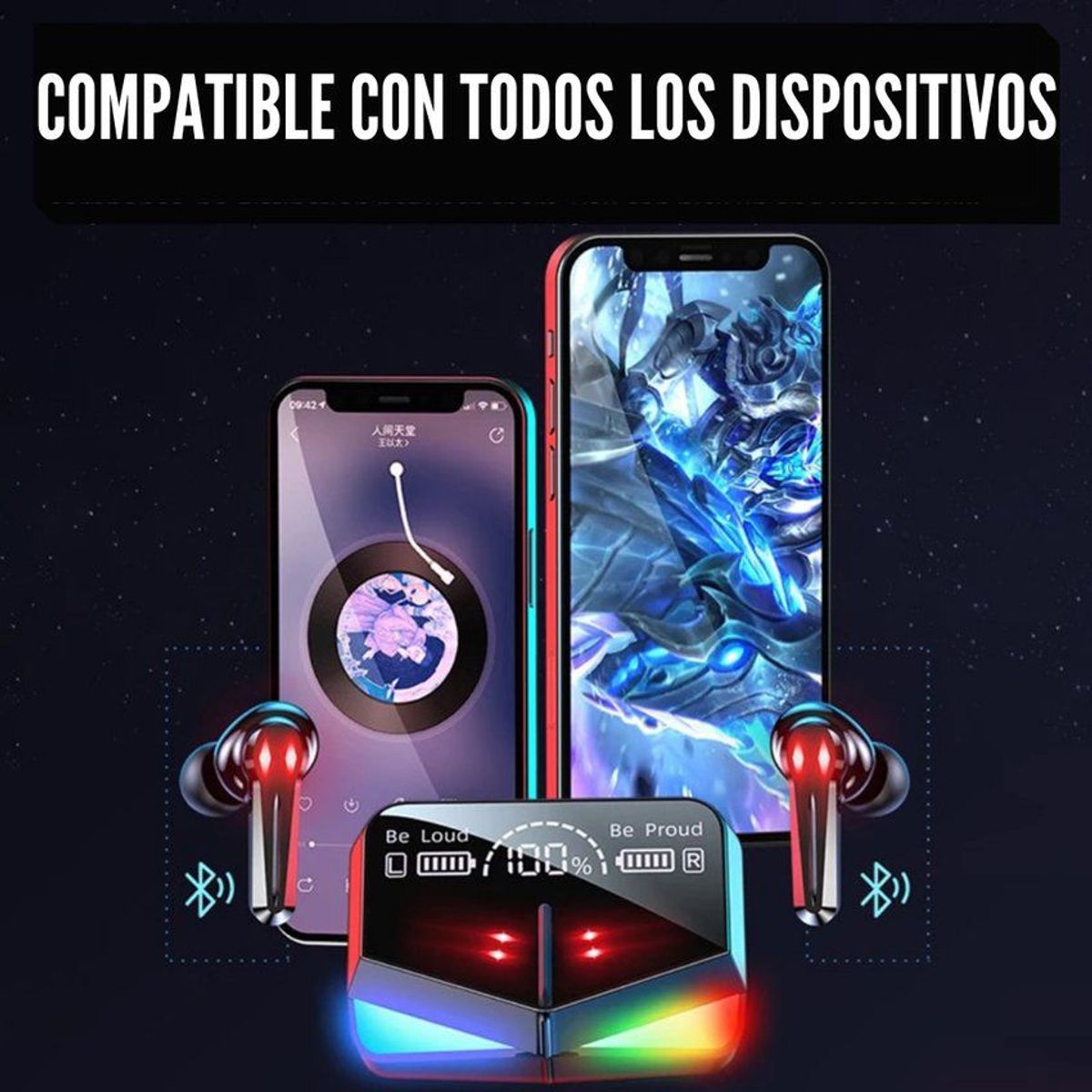 HANDS UP - Audifonos gamer m28 tws con espejo powerbank