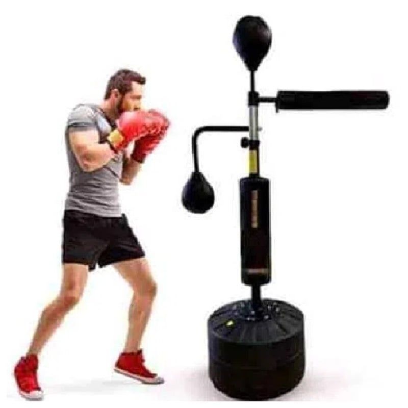 ALPHA GYM - Saco de boxeo multifuncional 4 en 1 doble pera - NEGRO