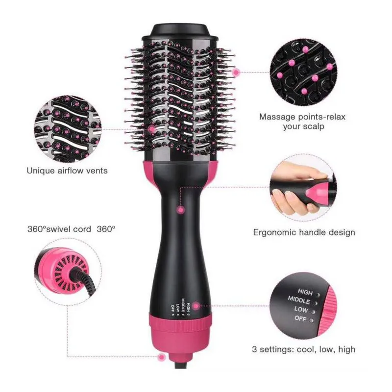 GENERICO - Secador de cabello cepillo peine alisador