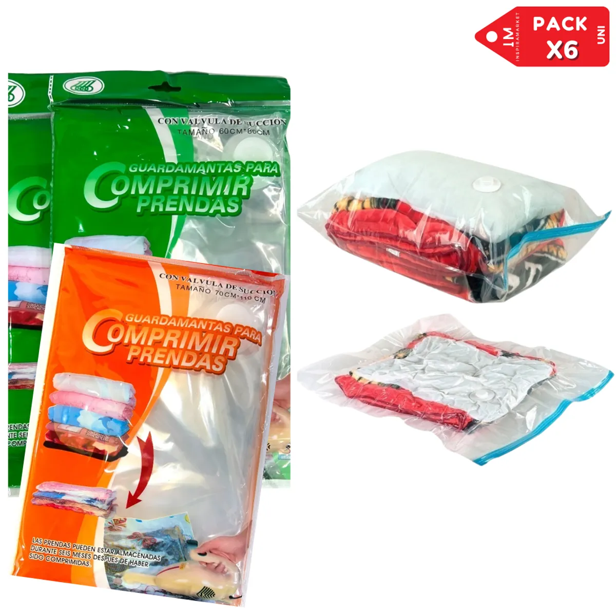 INSPIRA MARKET - Bolsa al vacío 60x80 Pack x6