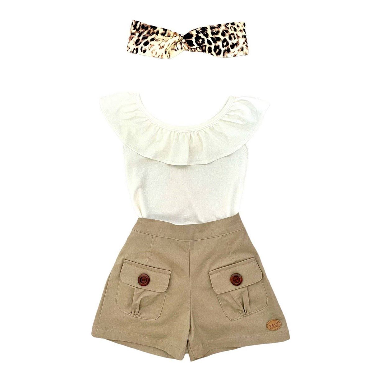 VALU MODA INFANTIL - Conjunto short polo y vincha niña