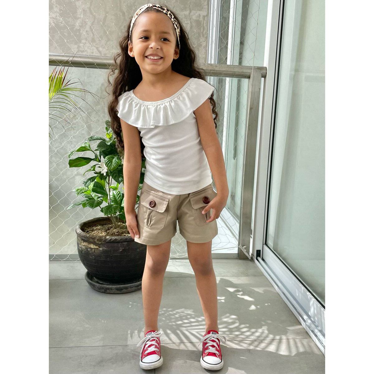 VALU MODA INFANTIL - Conjunto short polo y vincha niña