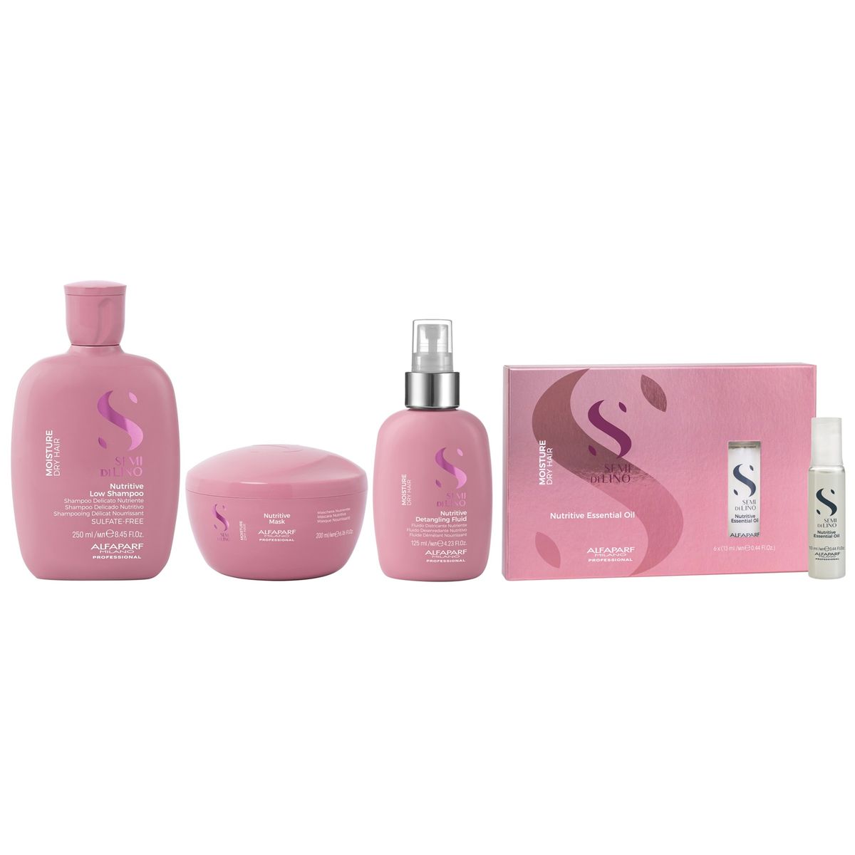 ALFAPARF MILANO - Shampoo 250ml + Mascarilla + Spray + Ampollas Alfaparf Moisture