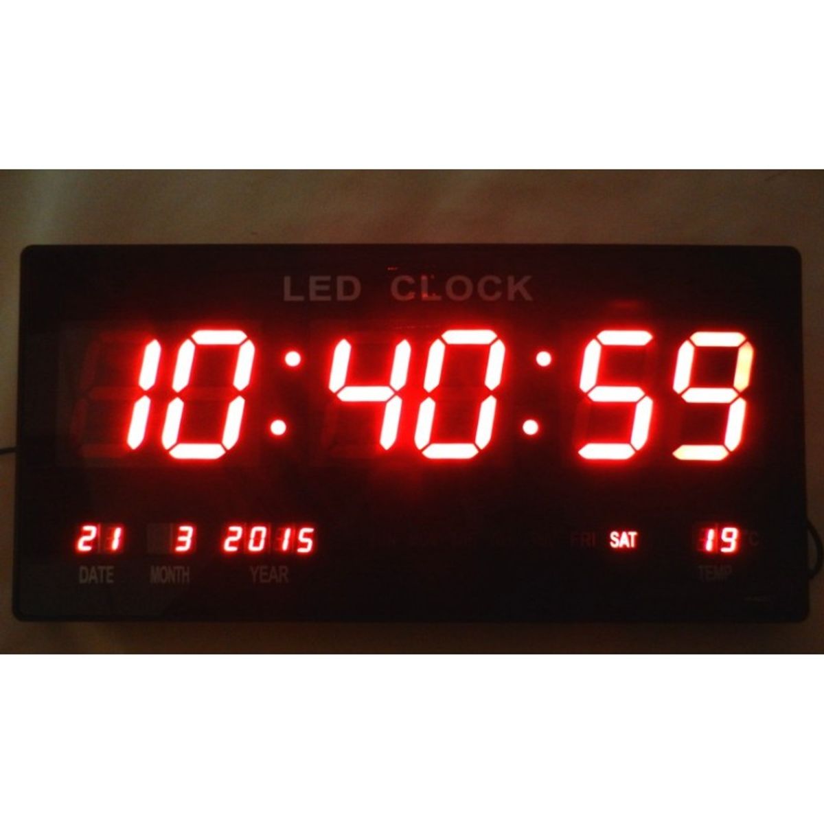 GENERICO - reloj digital de pared 46cm x 22cm calendario temperatura