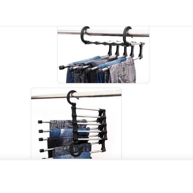 GENERICO - Organizador Colgador de Pantalones 5 en 1 - Negro