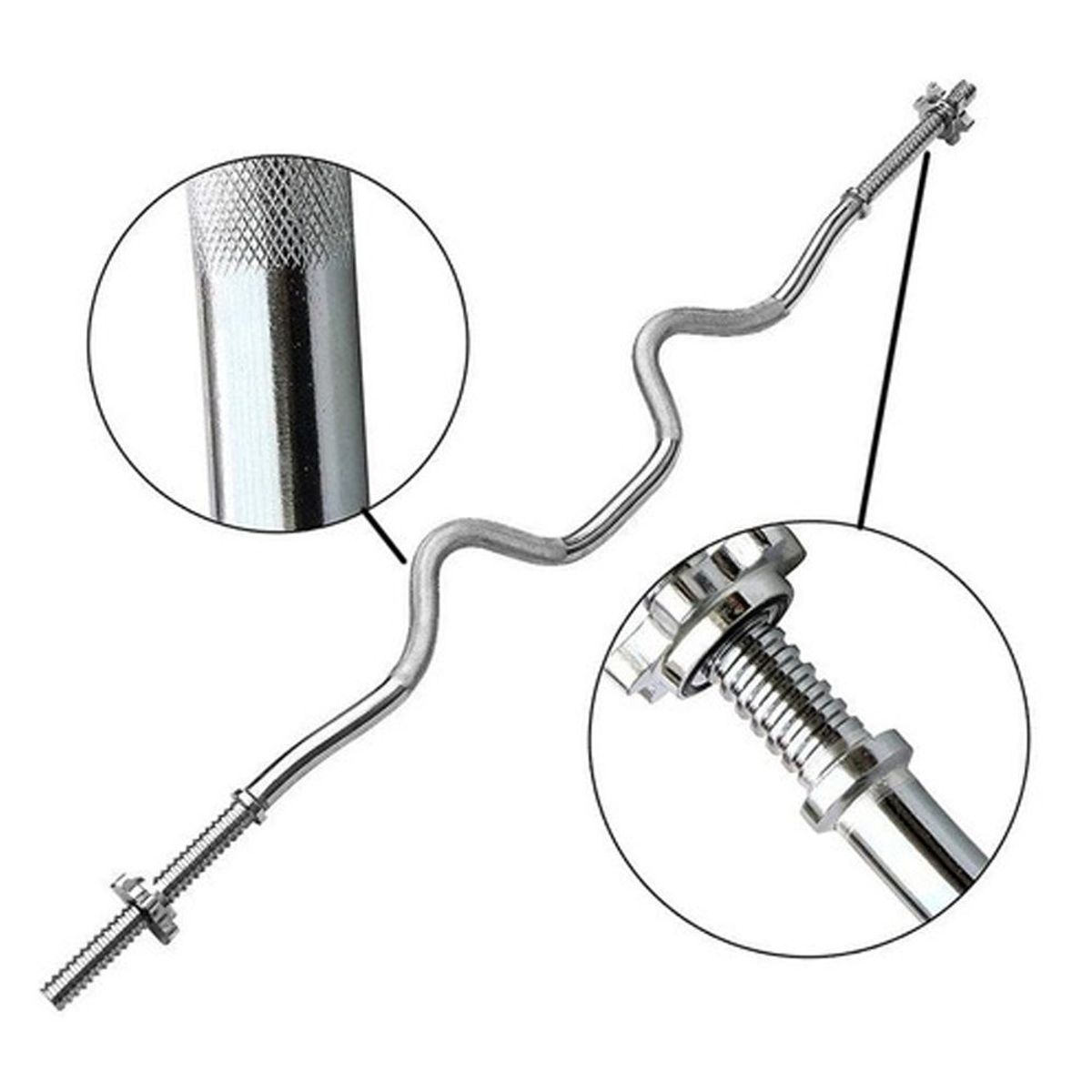 HOLGU - Barra W Cromada Pesas  1.20cm + 2 seguros