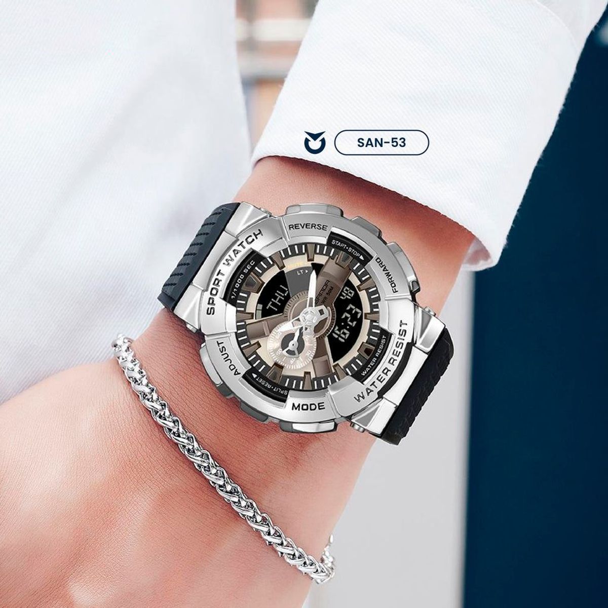 SANDA - RELOJ HOMBRE SANDA PLATEADO 9004