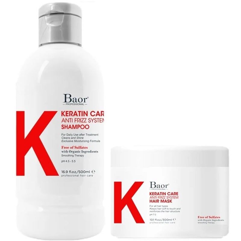 BAOR PROFESSIONAL - Shampoo Anti Frizz Post Alisado + Mascarilla Baor K Keratin Care