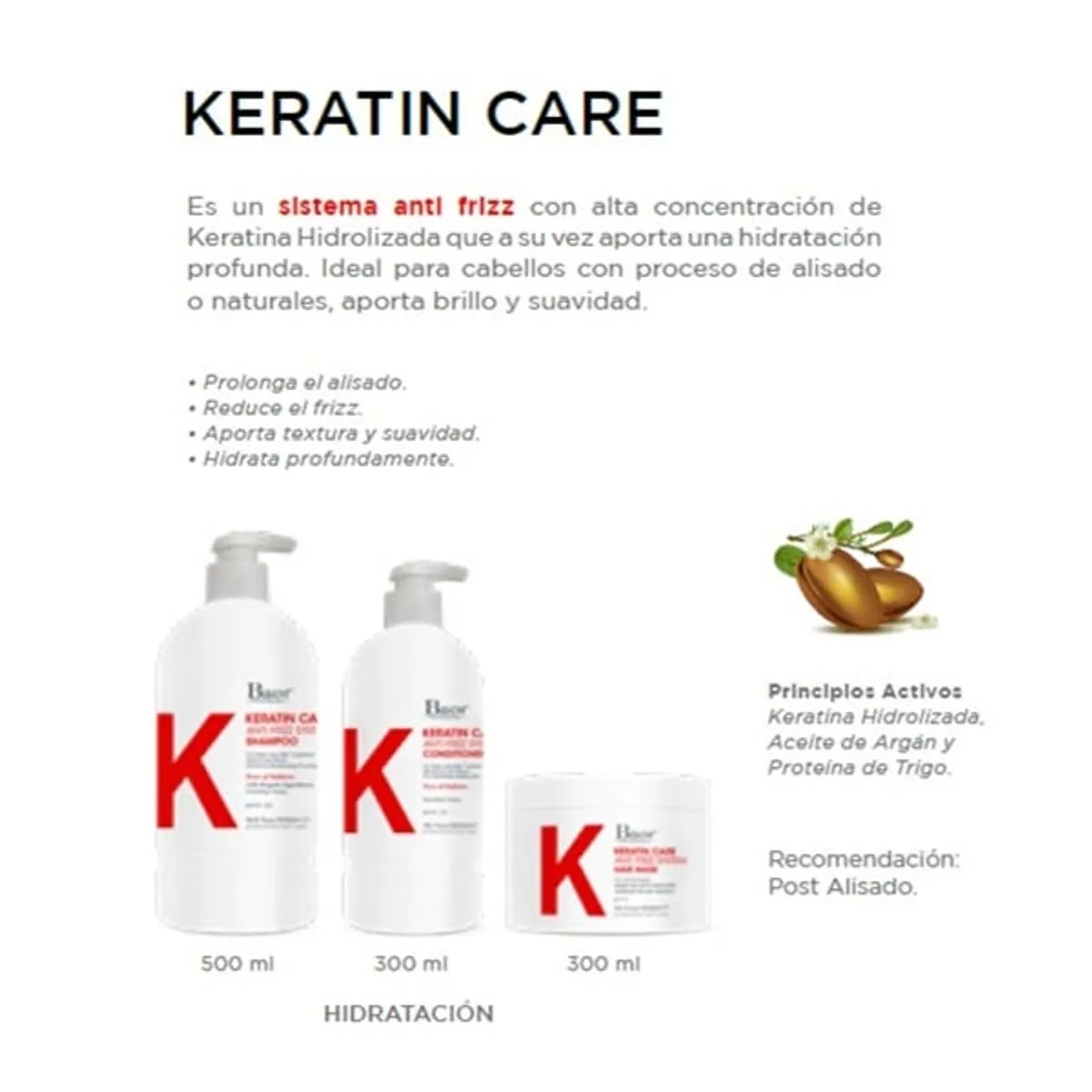 BAOR PROFESSIONAL - Shampoo Post Alisado + Mascarilla + Hydro Collagen Baor K Keratin Care