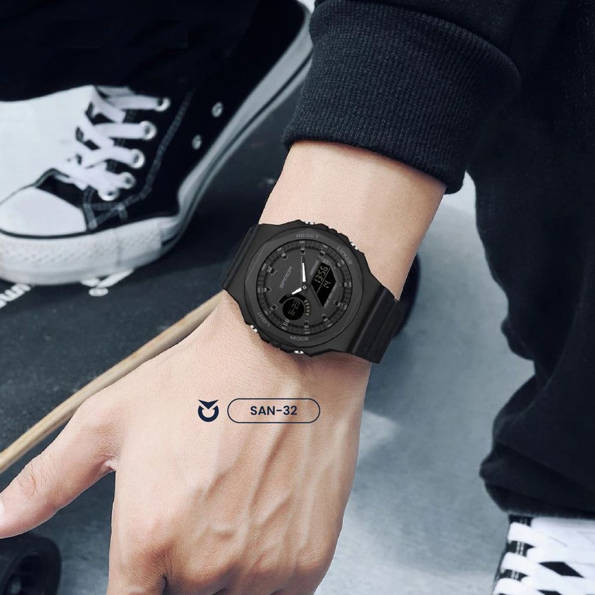 SANDA - RELOJ HOMBRE SANDA NEGRO COMPLETO 6016