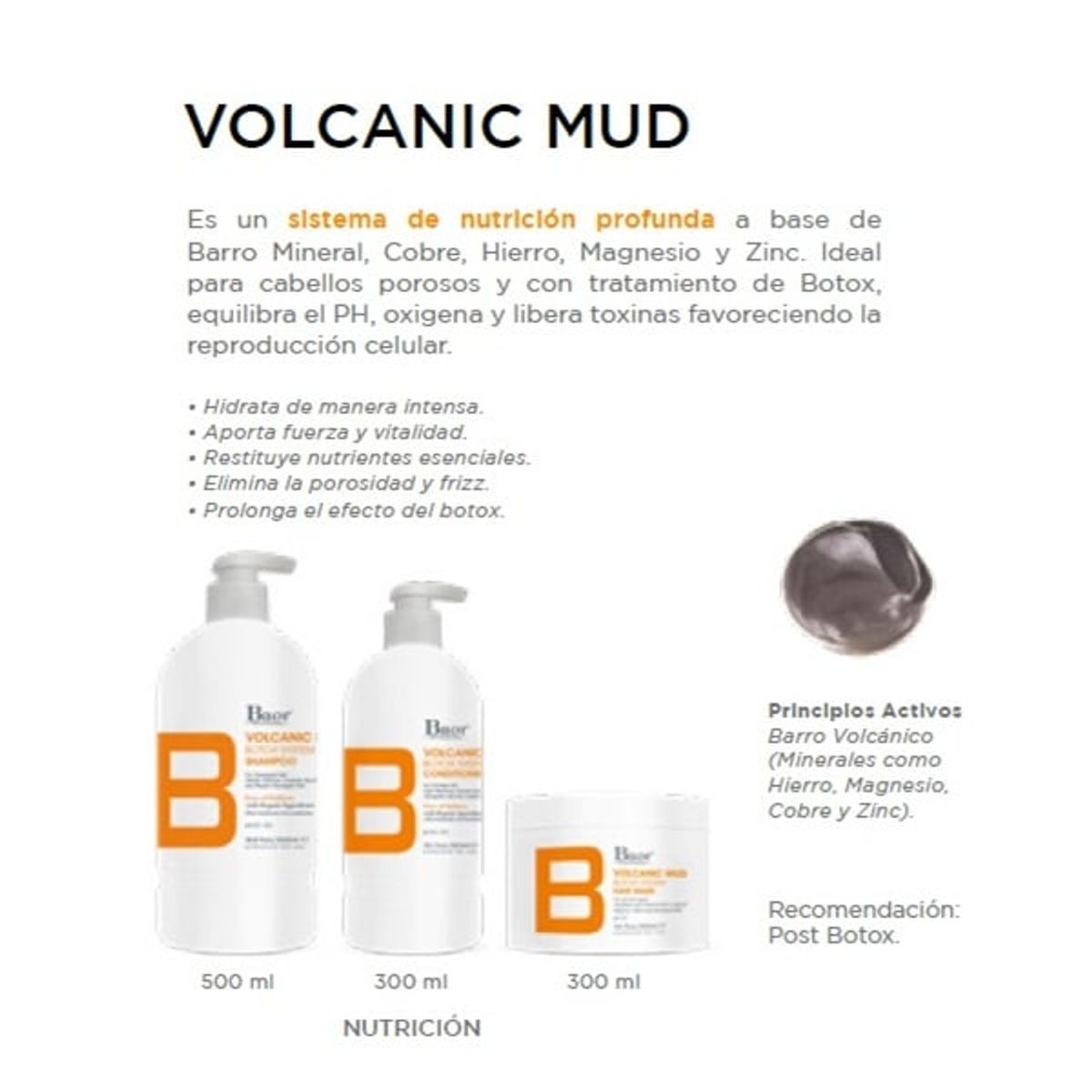 BAOR PROFESSIONAL - Shampoo + Acondicionador + Mascarilla + Hydro Baor B Volcanic Mud