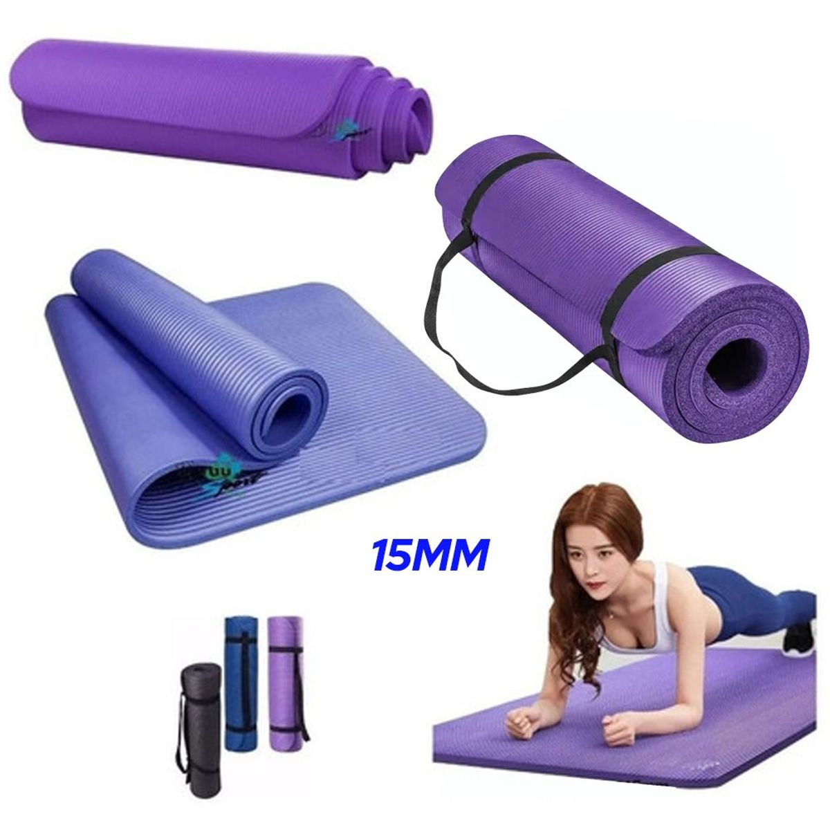 GENERICO - Colchoneta Yoga Mat Pilates Fitness 15mm - Negro