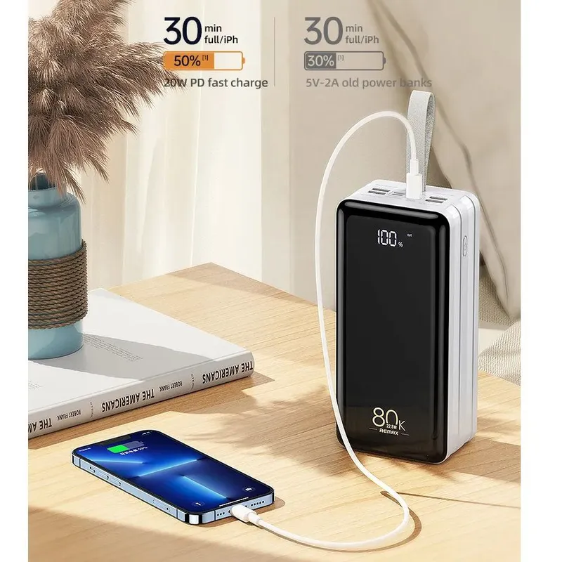REMAX - Power Bank Remax 80000 mAh USB-C + 3USB 22.5W
