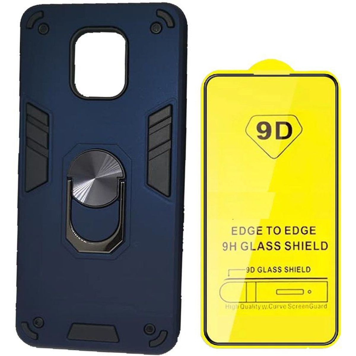 GENERICO - Case Armor + Vidrio Templado Xiaomi Redmi Note 9 Pro - Azul